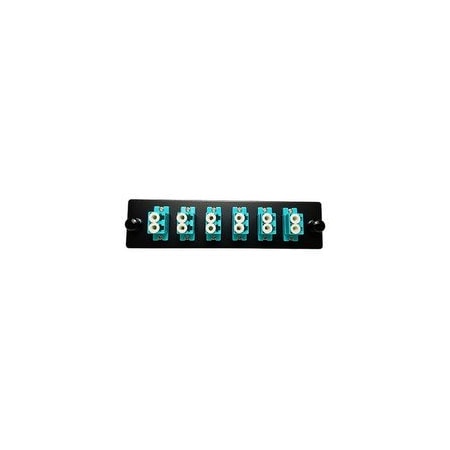Cable Wholesale Fiber Distribution Panel Plate with 6 Aqua OM3 LC/UPC Duplex Ports, Multimode 61F2-11006